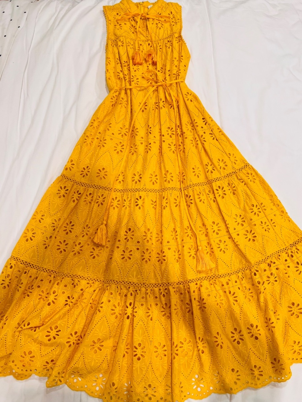 Kate Spade Yellow Eyelet Patio Dress XS MSRP $478 - Picture 8 of 10